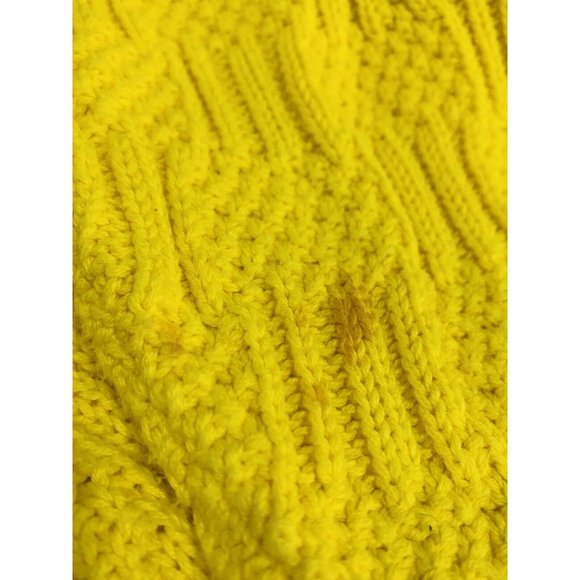 Vintage Turtle Neck Susan Melizan Lemon Yellow Sweater 100% Cotton Knit Large - Picture 4 of 5